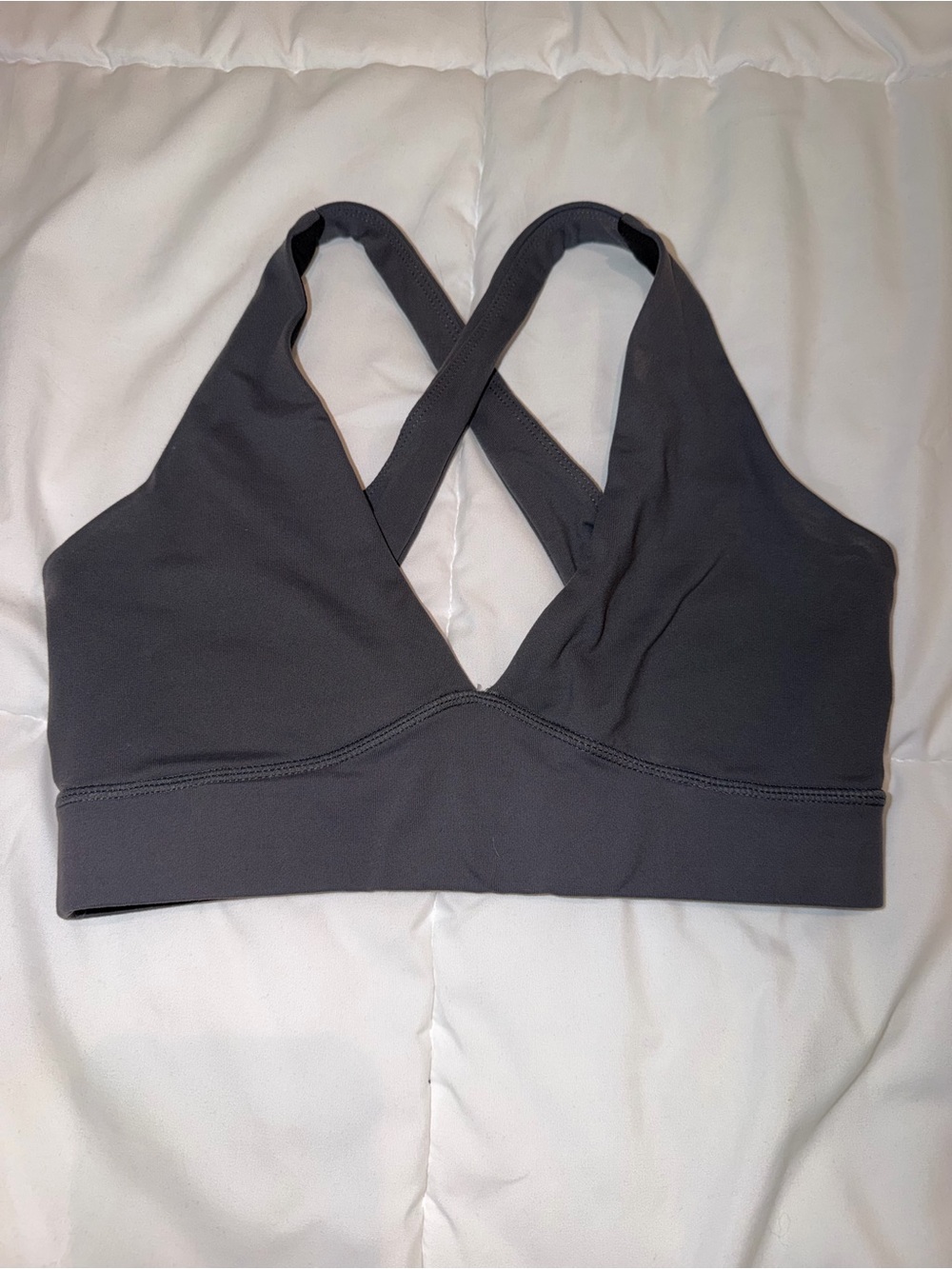 Cross-Back Sports Bralette in Charcoal Gray - Unbranded